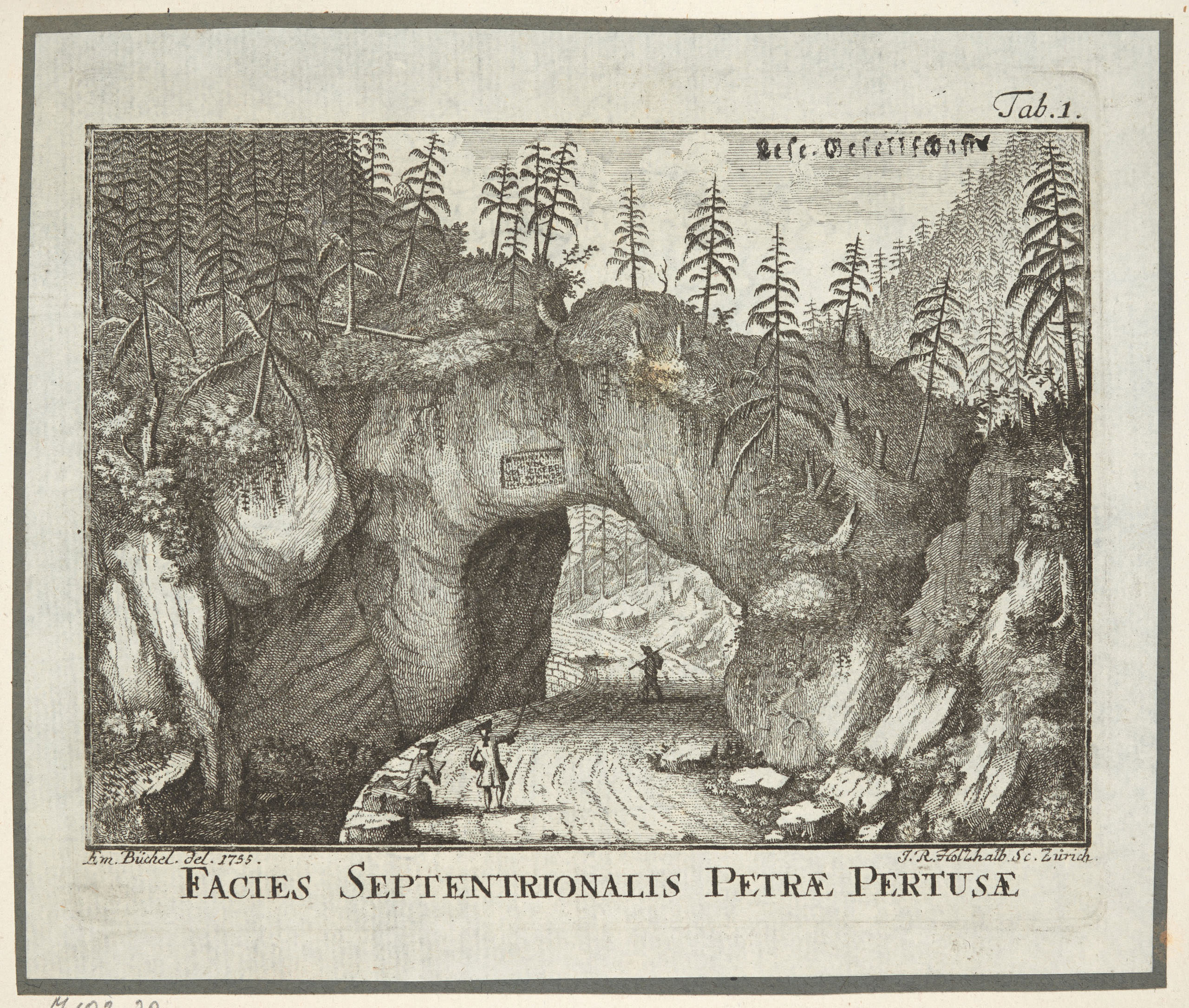 Emanuel BüchelZeichner  Johann Rudolf HolzhalbRadierer; Facies septentrionalis petrae pertosae; 1755